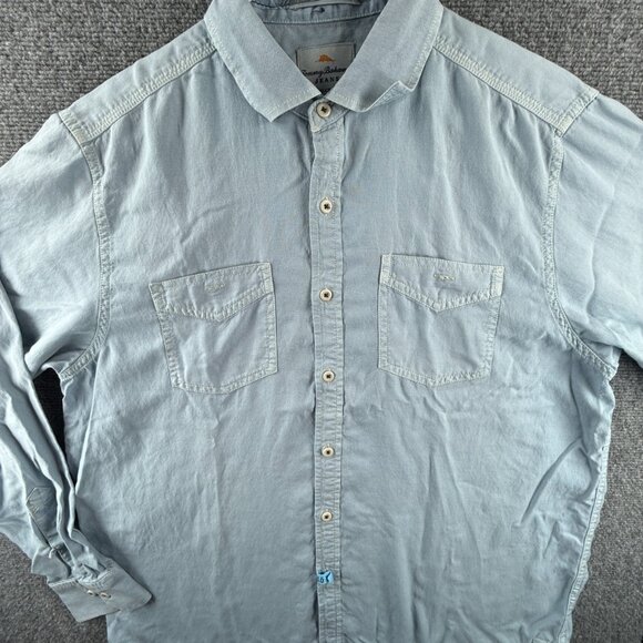 Tommy Bahama Other - Tommy Bahama Medium Beach Tencel Cotton Hawaiian Blue Long Sleeve Button Up Men